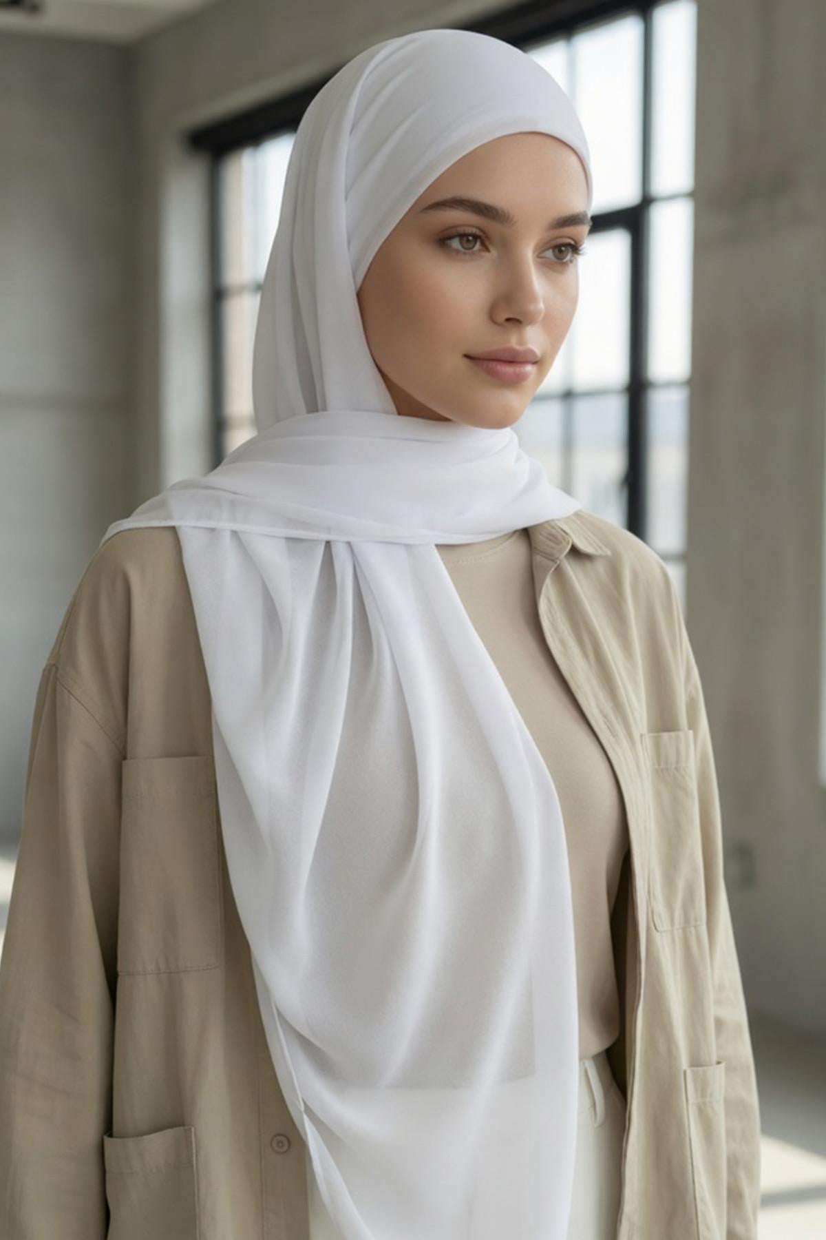 Bağlanabilir Kaymaz Penye İçli, Şifon Şal,PS-61