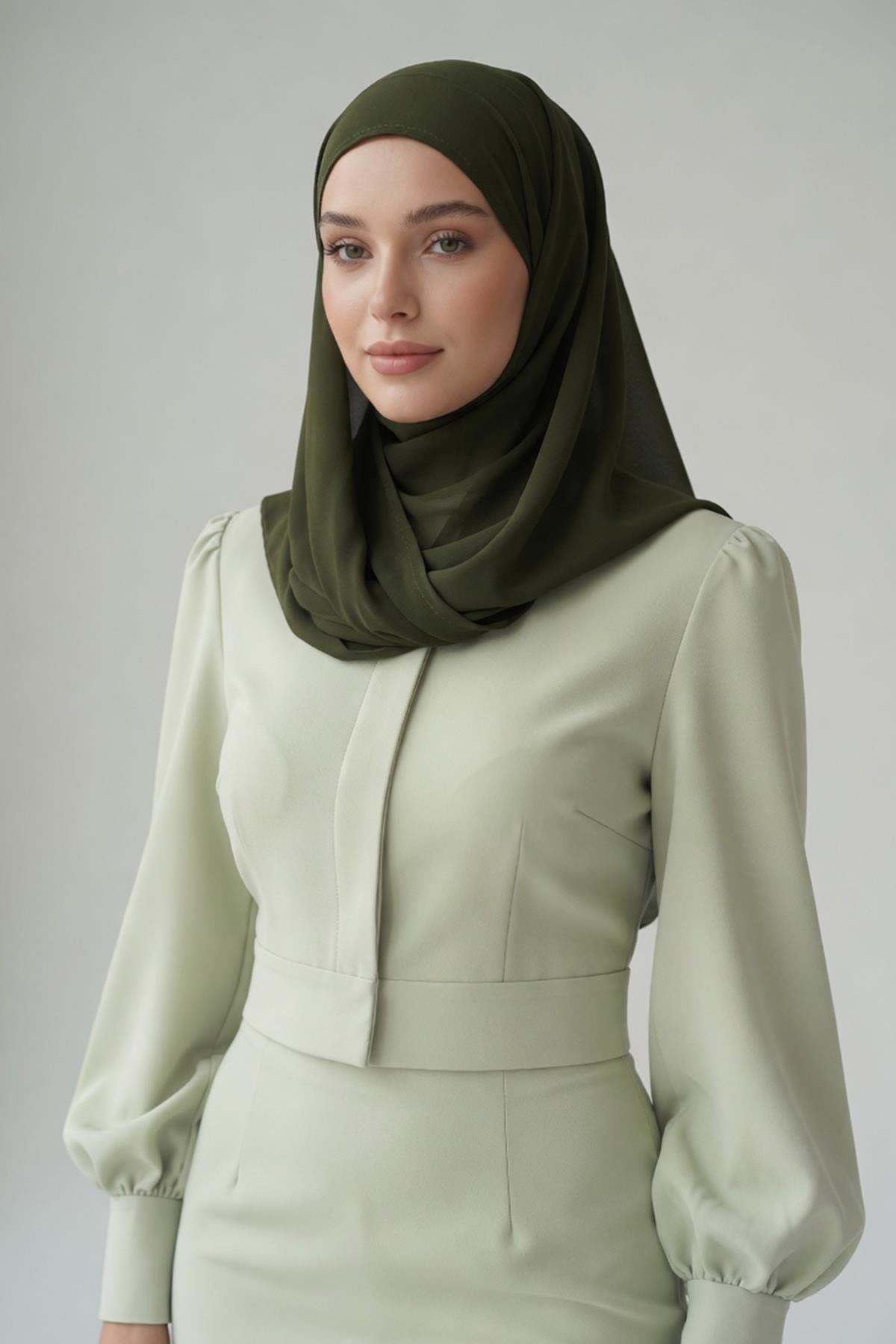 Bağlanabilir Kaymaz Penye İçli, Şifon Şal,PS-61
