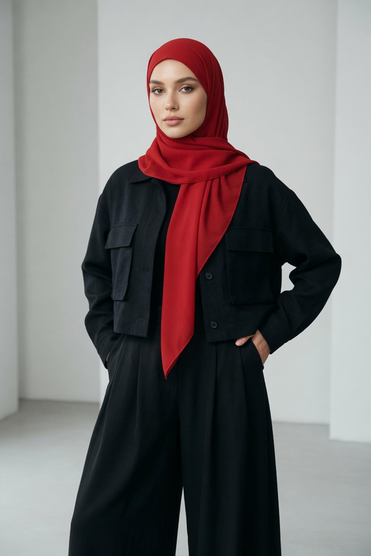 Bağlanabilir Kaymaz Penye İçli, Şifon Şal,PS-61