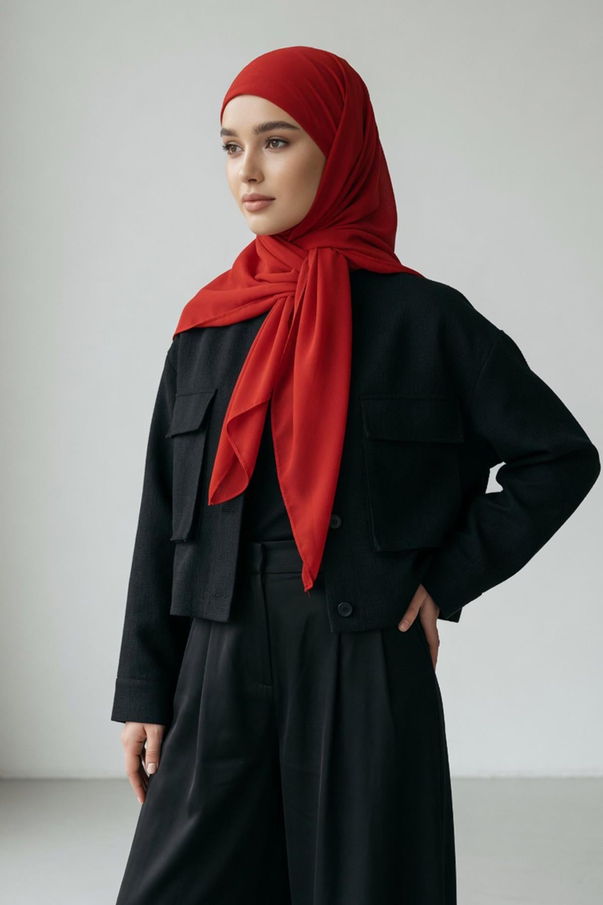 Bağlanabilir Kaymaz Penye İçli, Şifon Şal,PS-61