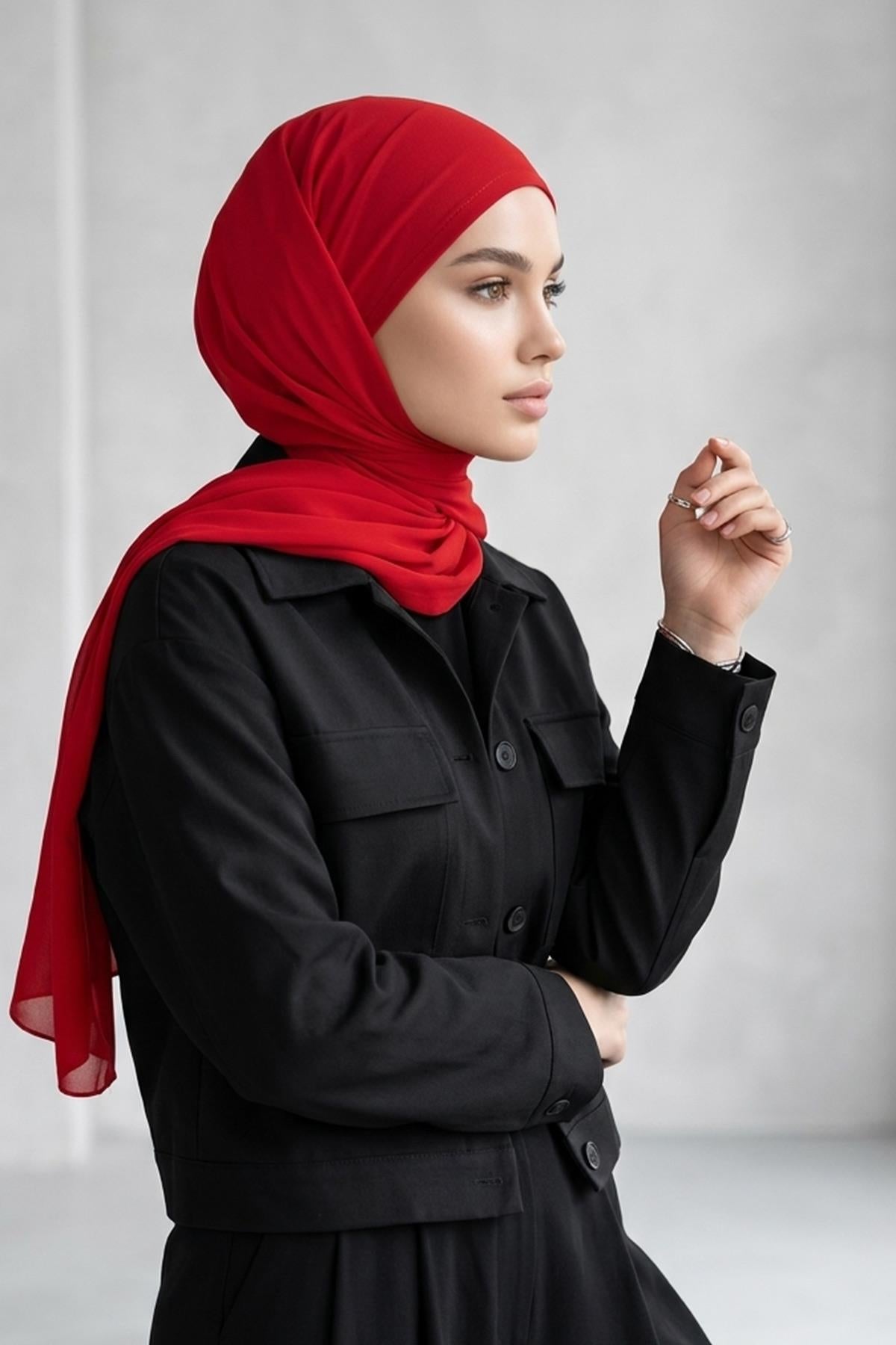 Bağlanabilir Kaymaz Penye İçli, Şifon Şal,PS-61