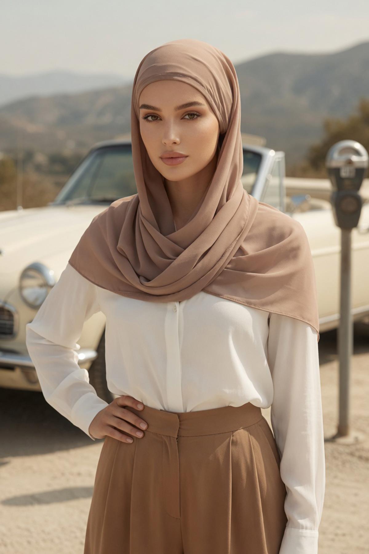 Bağlanabilir Kaymaz Penye İçli, Şifon Şal,PS-61