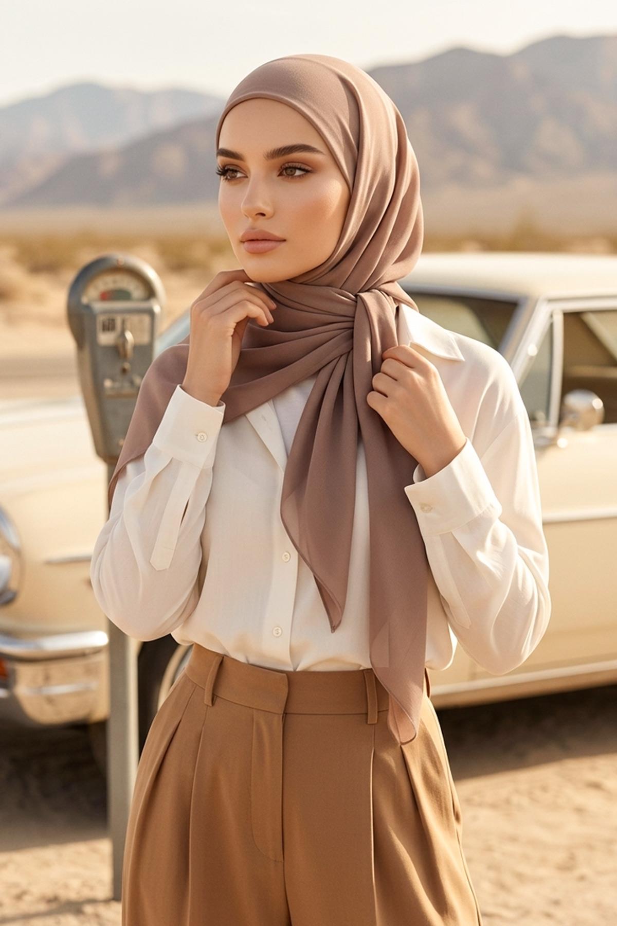 Bağlanabilir Kaymaz Penye İçli, Şifon Şal,PS-61