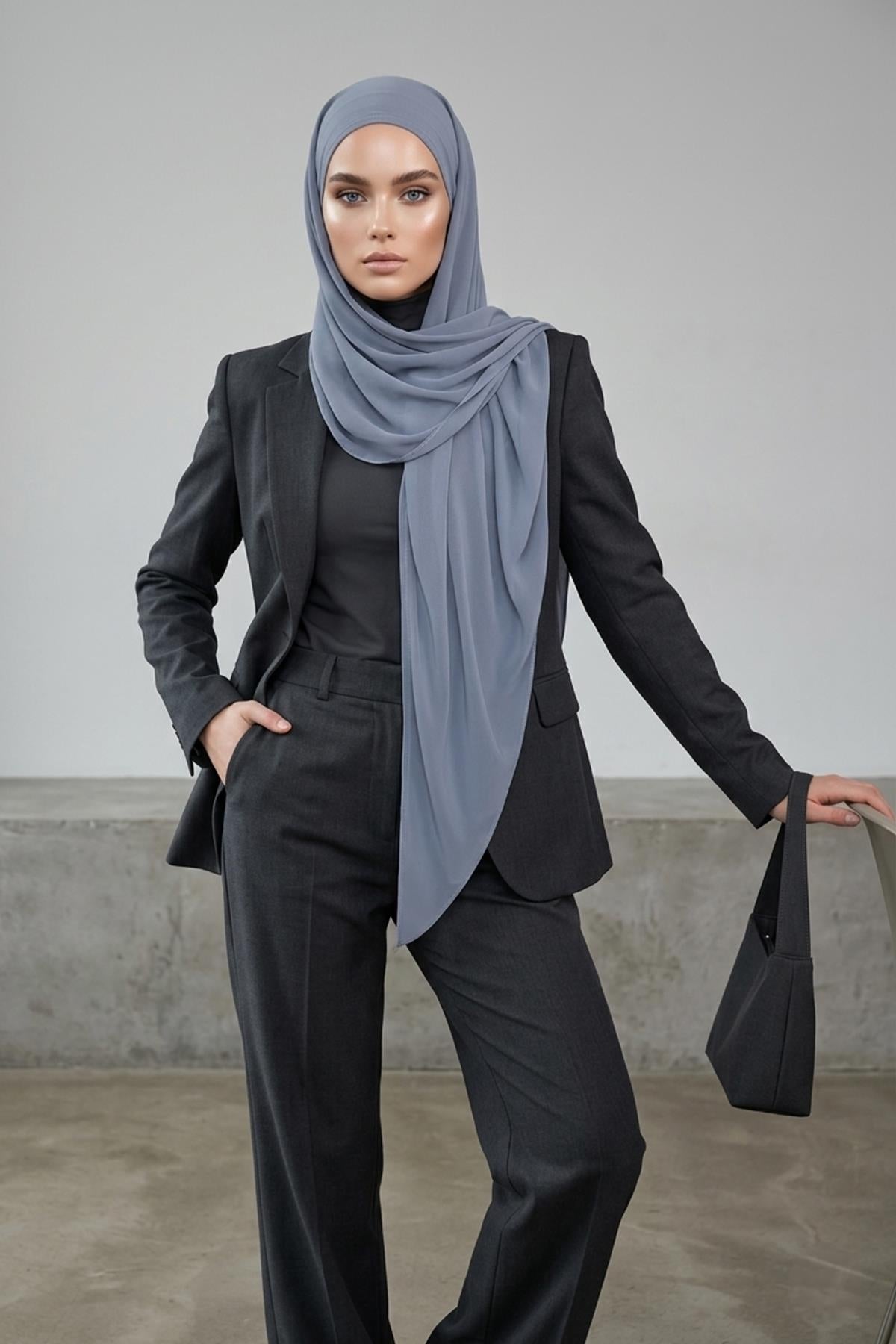 Bağlanabilir Kaymaz Penye İçli, Şifon Şal,PS-61