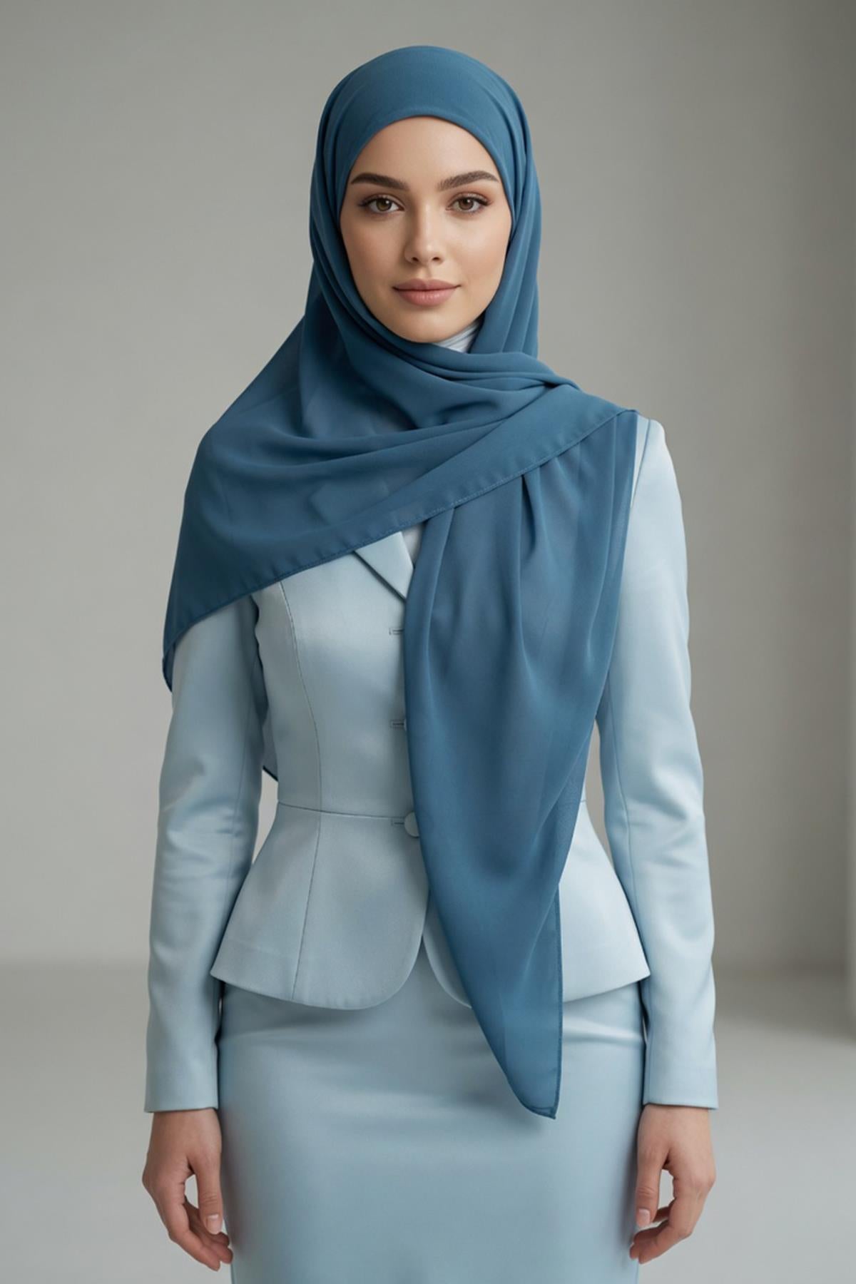 Bağlanabilir Kaymaz Penye İçli, Şifon Şal,PS-61