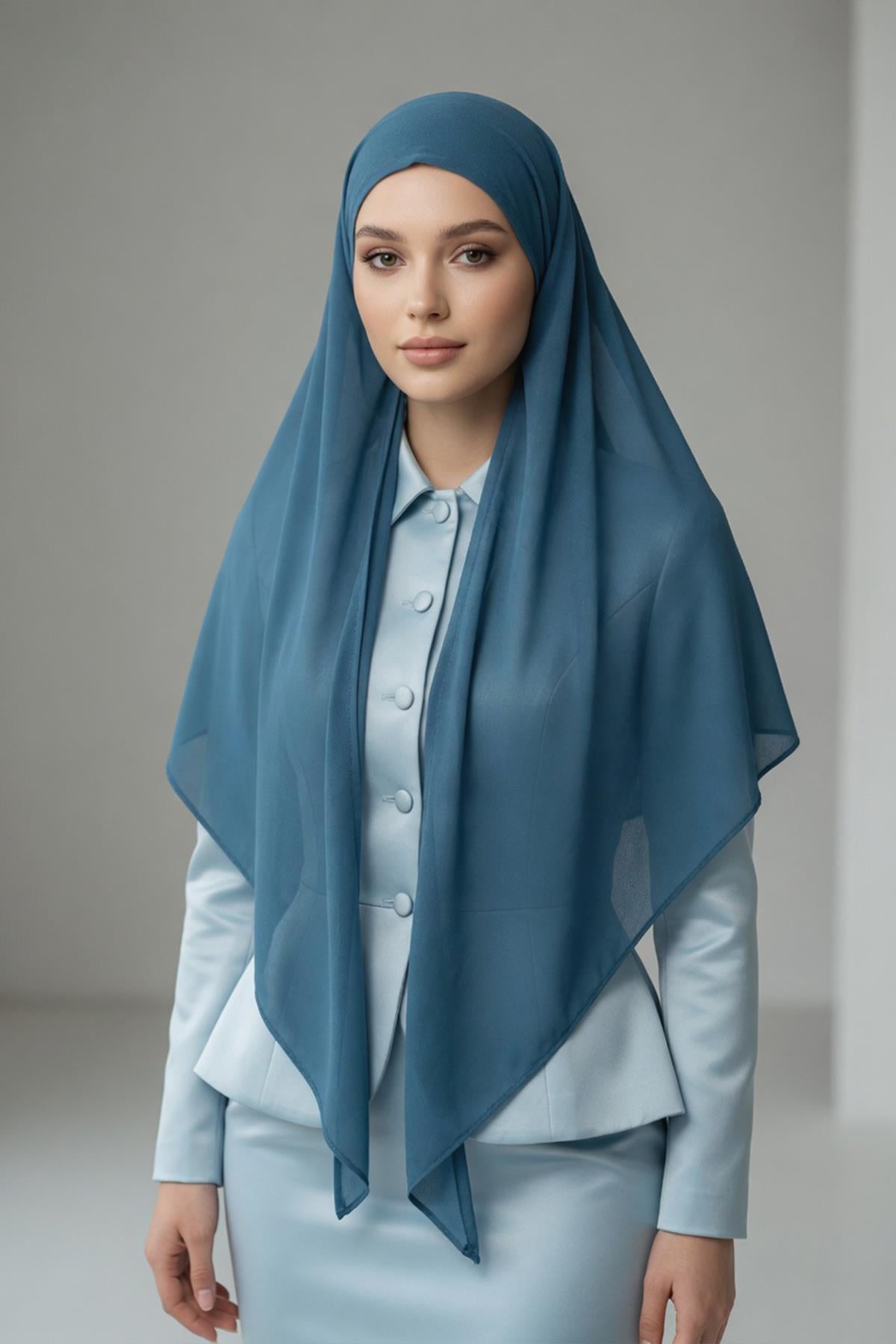 Bağlanabilir Kaymaz Penye İçli, Şifon Şal,PS-61