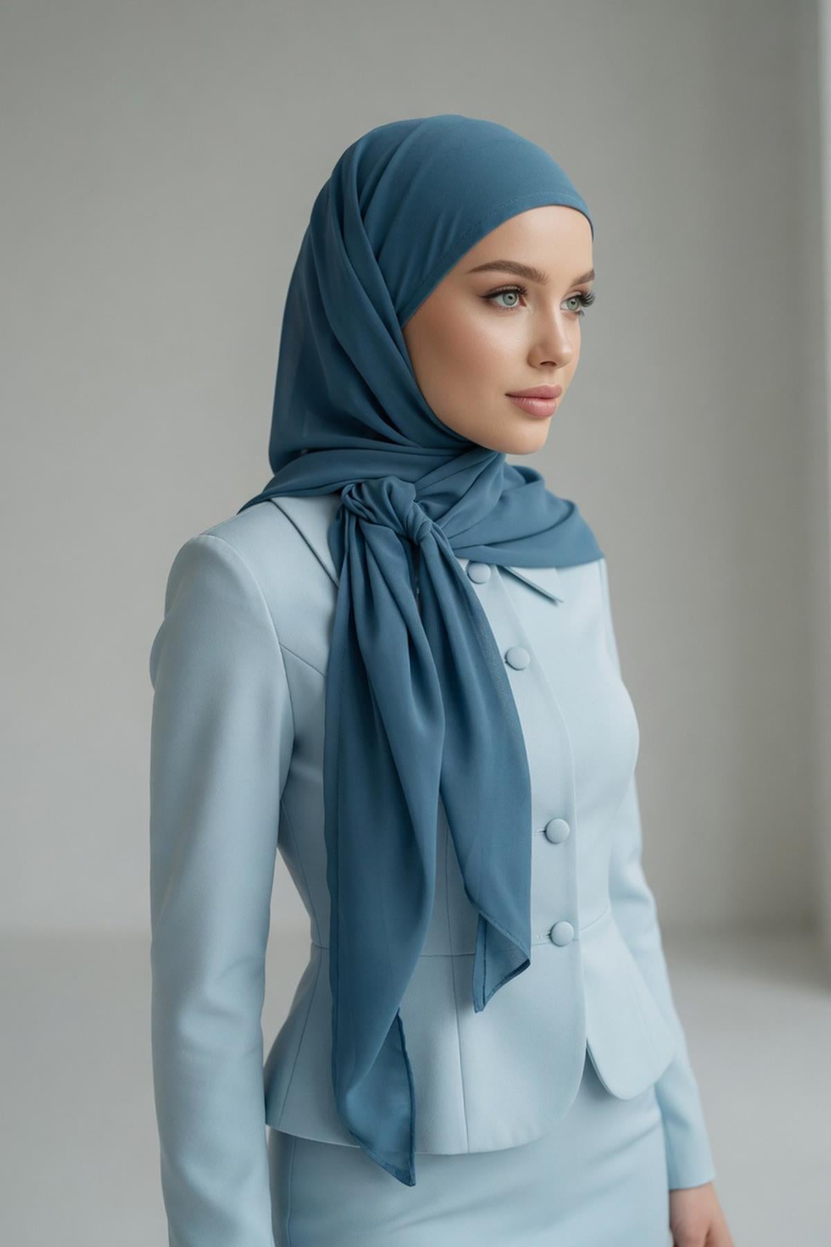 Bağlanabilir Kaymaz Penye İçli, Şifon Şal,PS-61