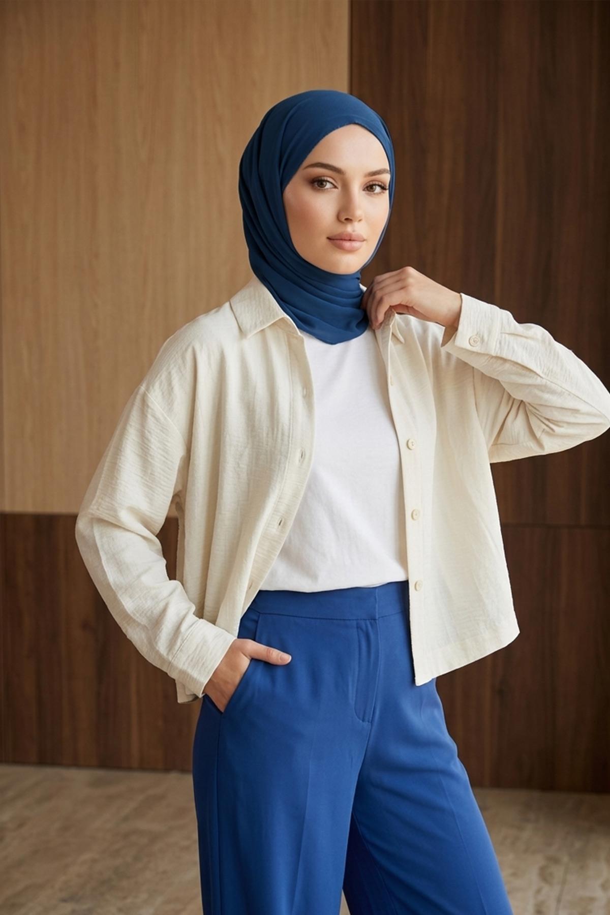 Bağlanabilir Kaymaz Penye İçli, Şifon Şal,PS-61
