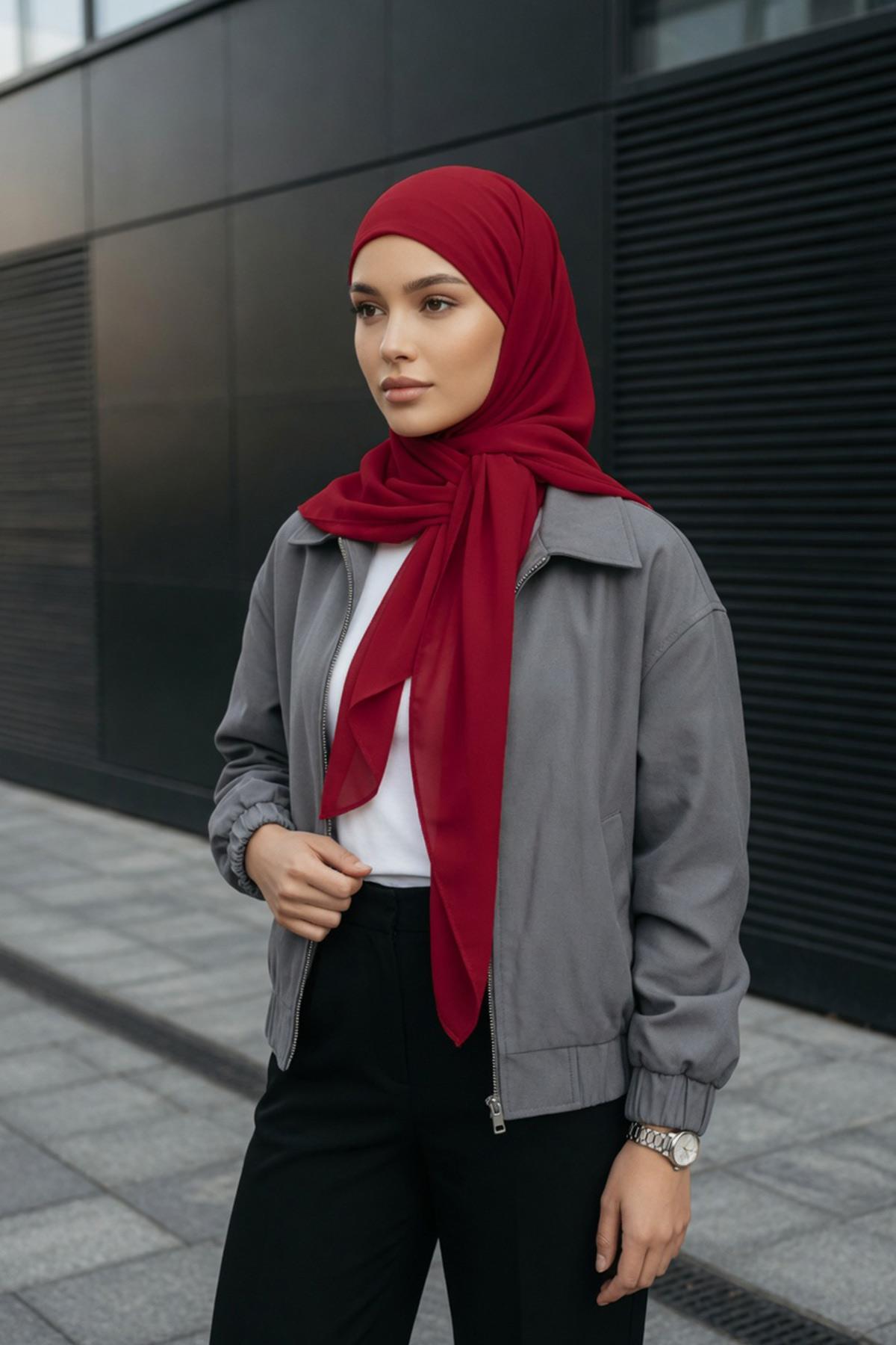 Bağlanabilir Kaymaz Penye İçli, Şifon Şal,PS-61