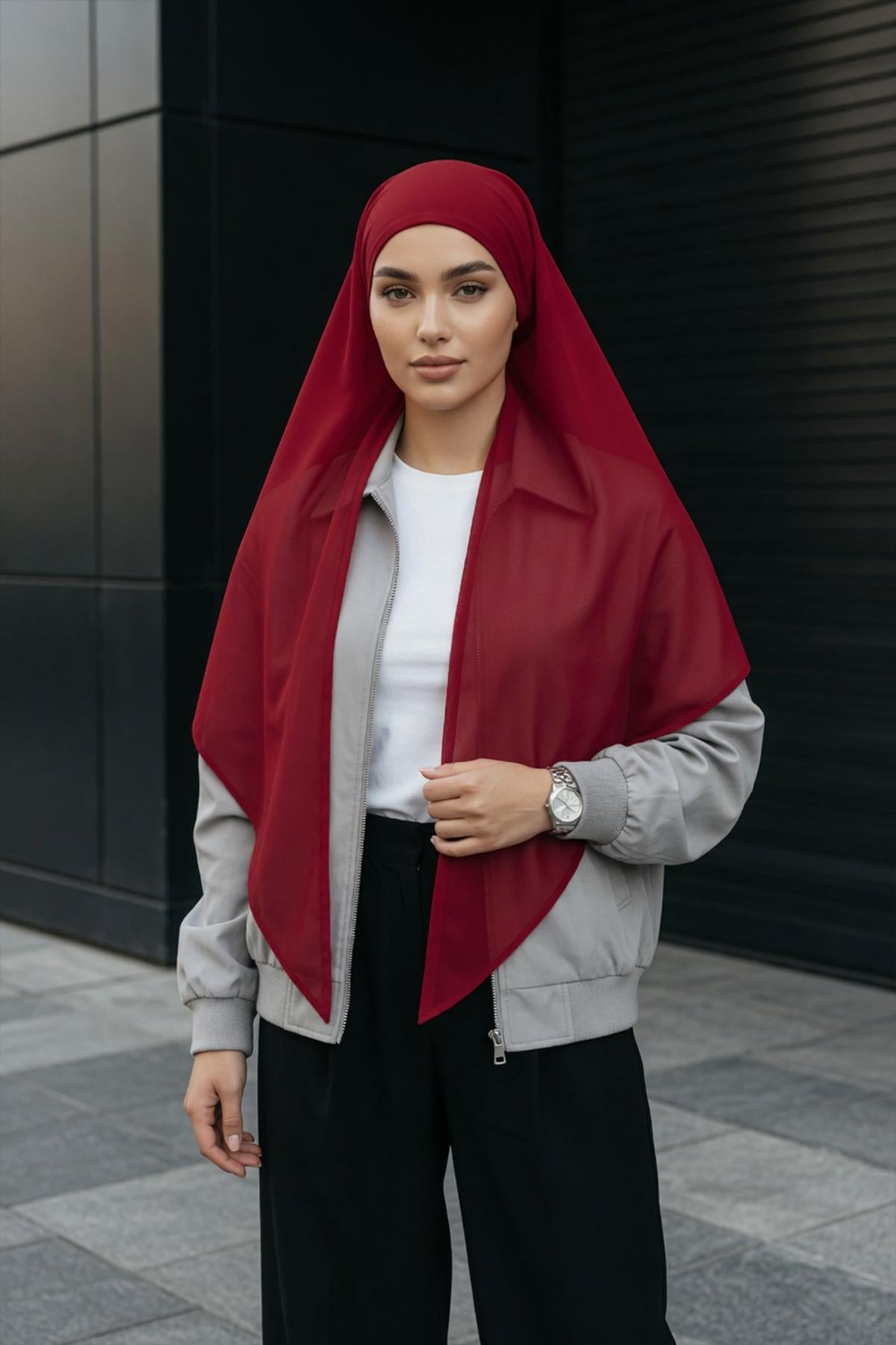 Bağlanabilir Kaymaz Penye İçli, Şifon Şal,PS-61