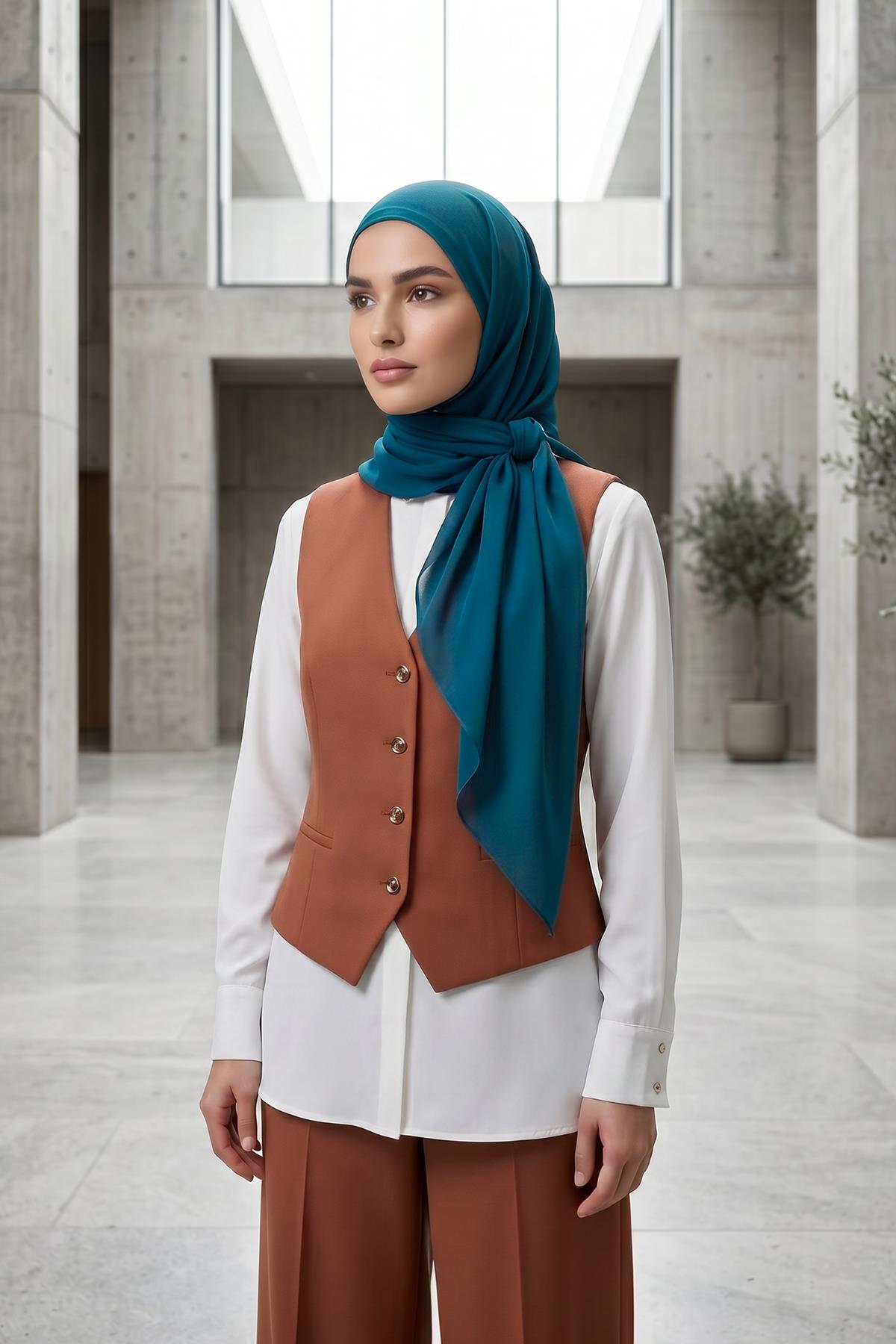 Bağlanabilir Kaymaz Penye İçli, Şifon Şal,PS-61