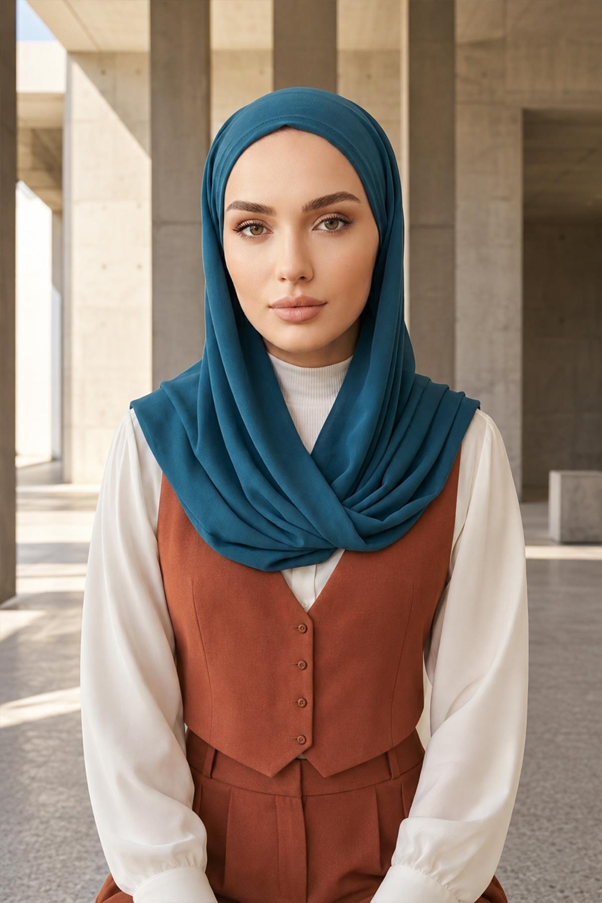 Bağlanabilir Kaymaz Penye İçli, Şifon Şal,PS-61