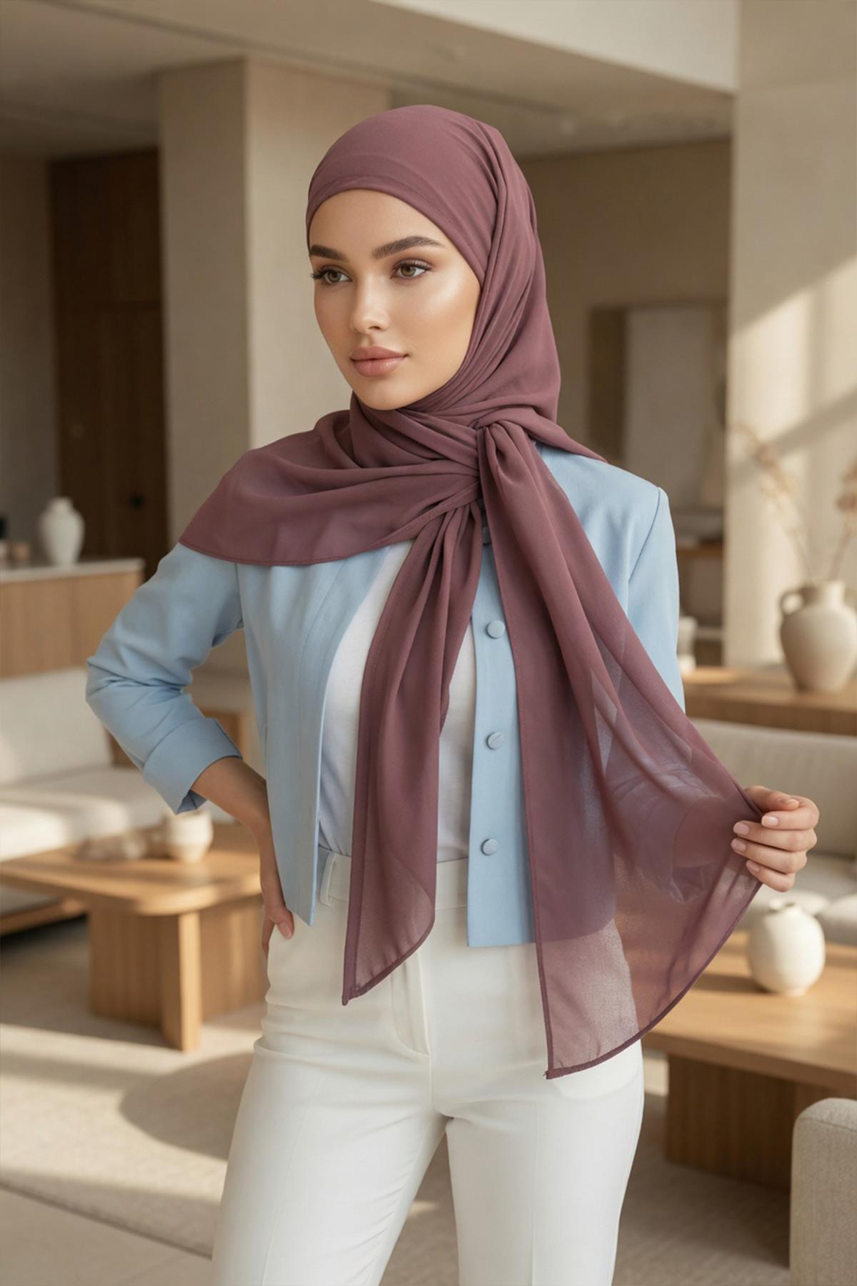 Bağlanabilir Kaymaz Penye İçli, Şifon Şal,PS-61