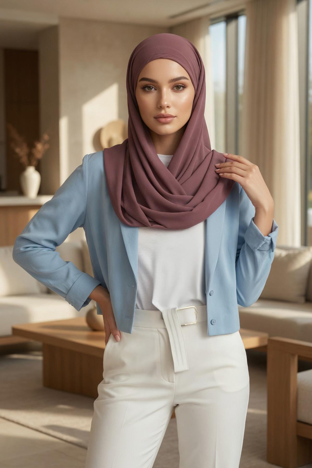 Bağlanabilir Kaymaz Penye İçli, Şifon Şal,PS-61