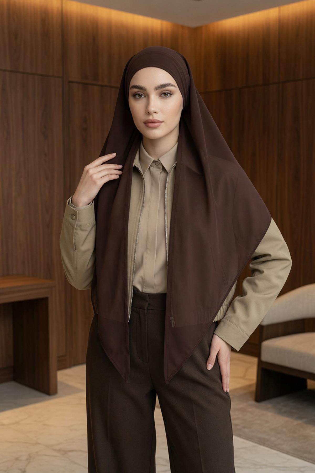 Bağlanabilir Kaymaz Penye İçli, Şifon Şal,PS-61
