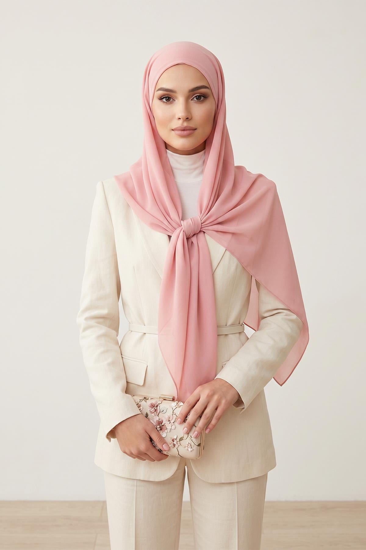 Bağlanabilir Kaymaz Penye İçli, Şifon Şal,PS-61