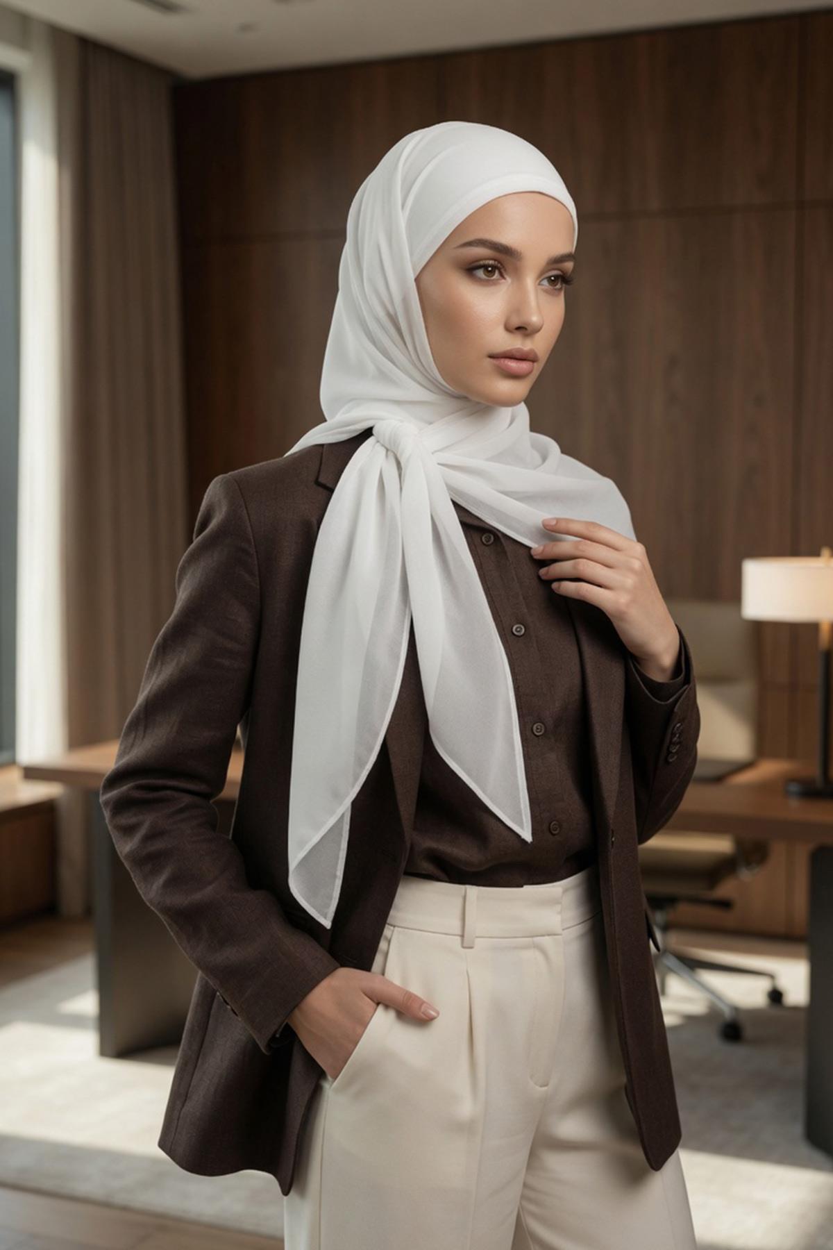 Bağlanabilir Kaymaz Penye İçli, Şifon Şal,PS-61