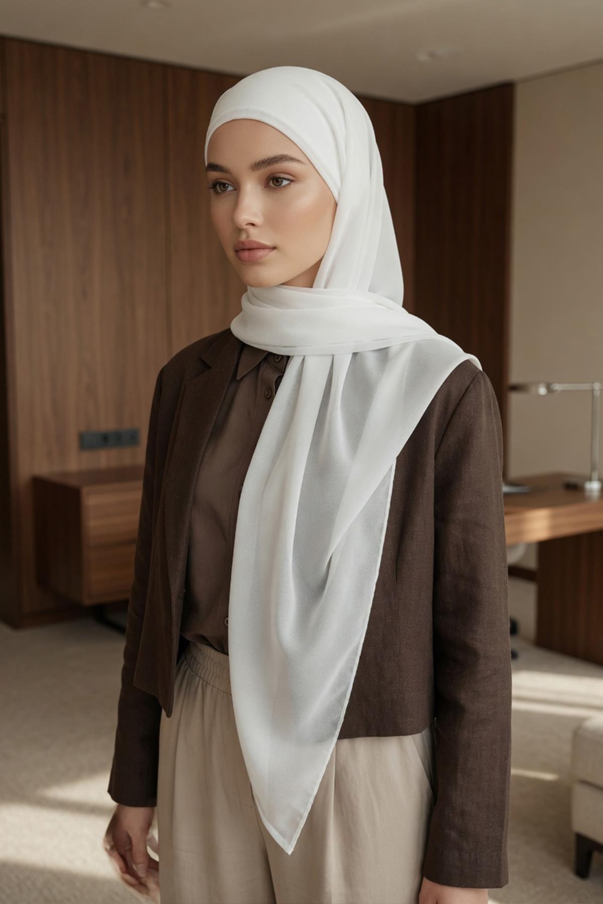 Bağlanabilir Kaymaz Penye İçli, Şifon Şal,PS-61