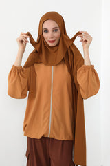 Boyun Kapatan Peçe Özellikli Penye Boneli Şal,PS-58