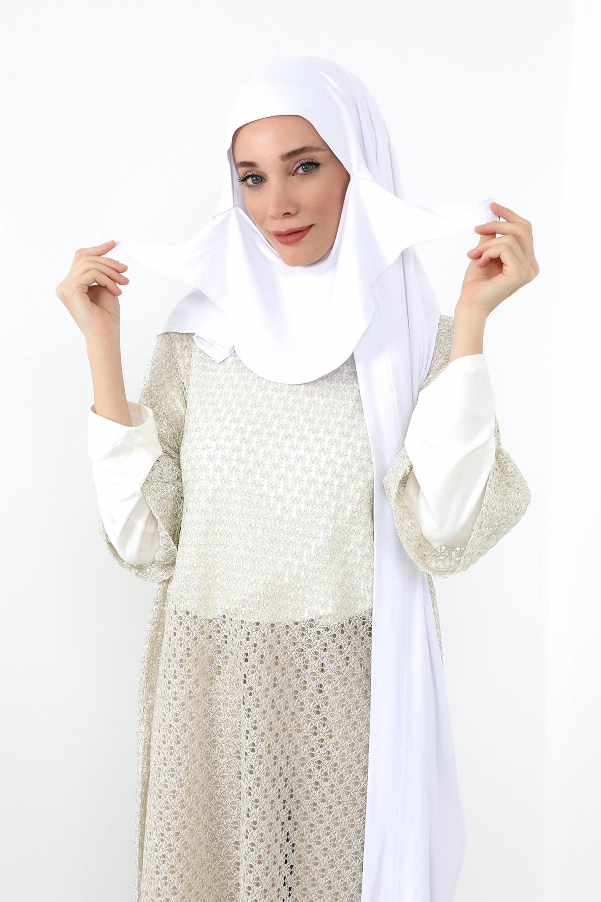 Boyun Kapatan Peçe Özellikli Penye Boneli Şal,PS-58