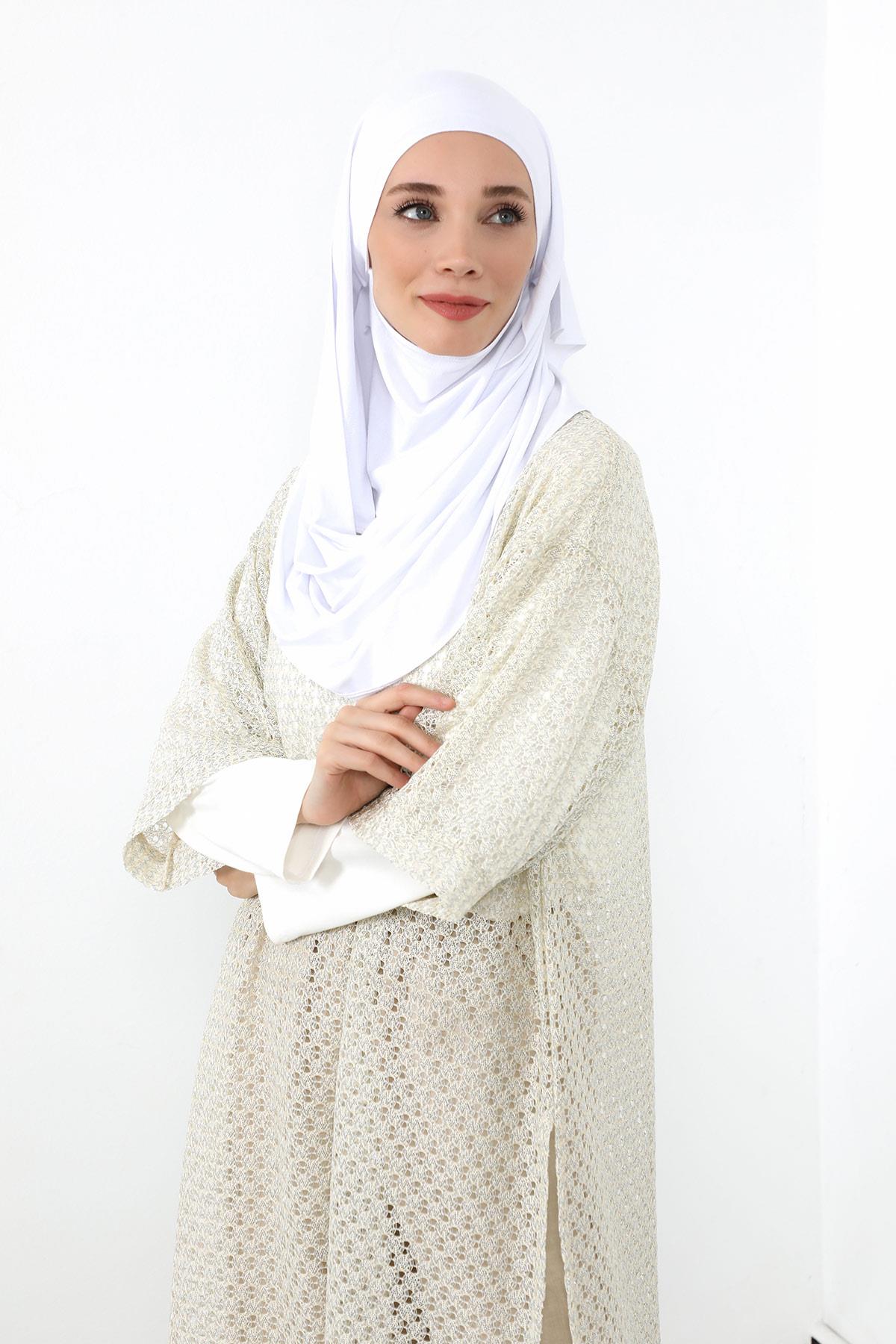 Boyun Kapatan Peçe Özellikli Penye Boneli Şal,PS-58