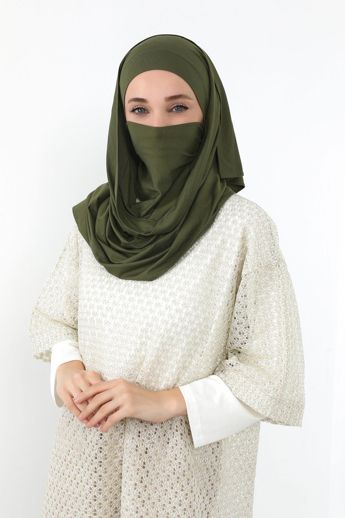 Boyun Kapatan Peçe Özellikli Penye Boneli Şal,PS-58