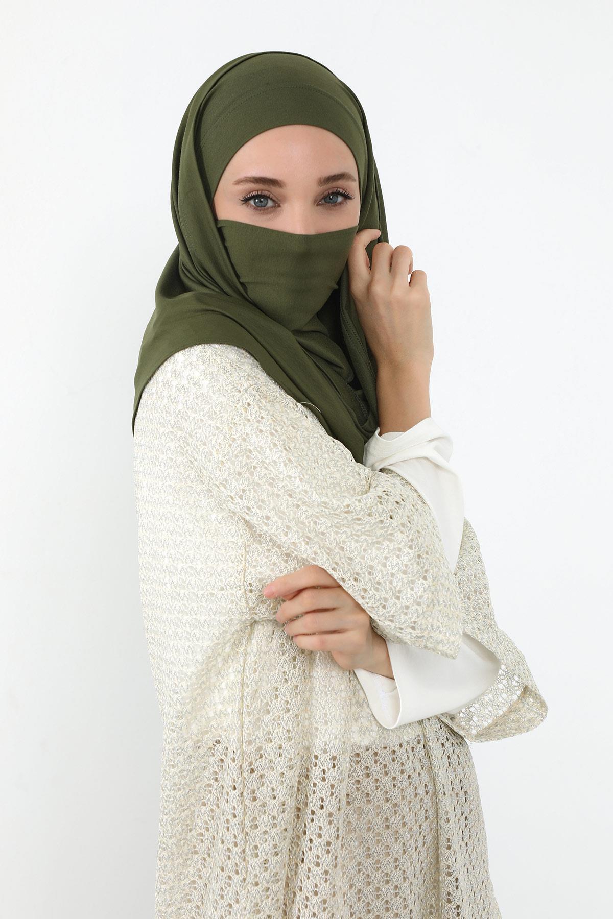 Boyun Kapatan Peçe Özellikli Penye Boneli Şal,PS-58