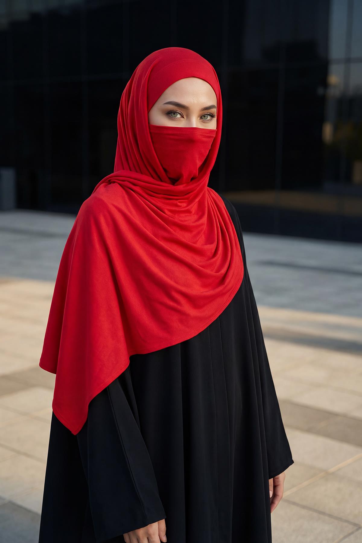 Boyun Kapatan Peçe Özellikli Penye Boneli Şal,PS-58