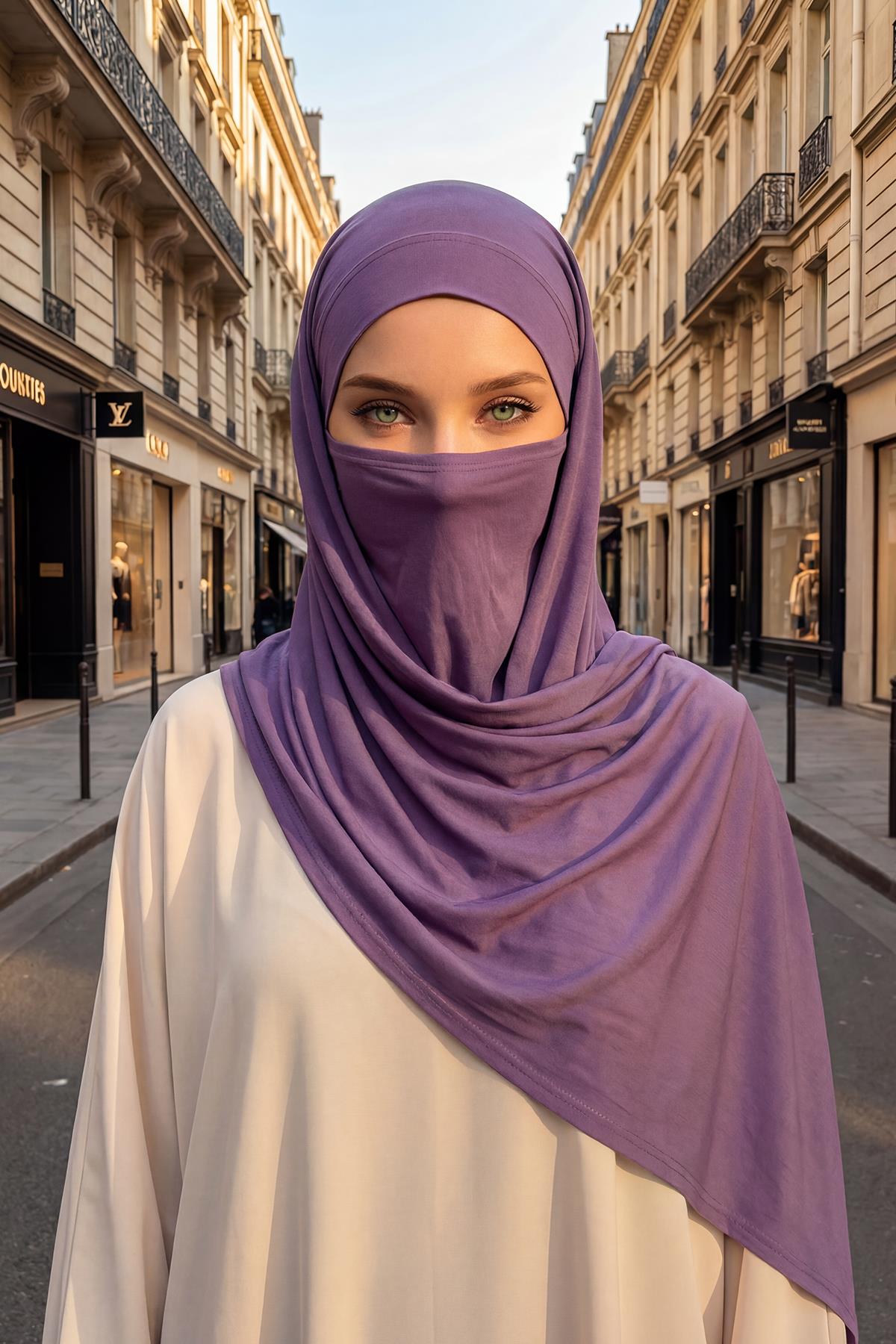 Boyun Kapatan Peçe Özellikli Penye Boneli Şal,PS-58