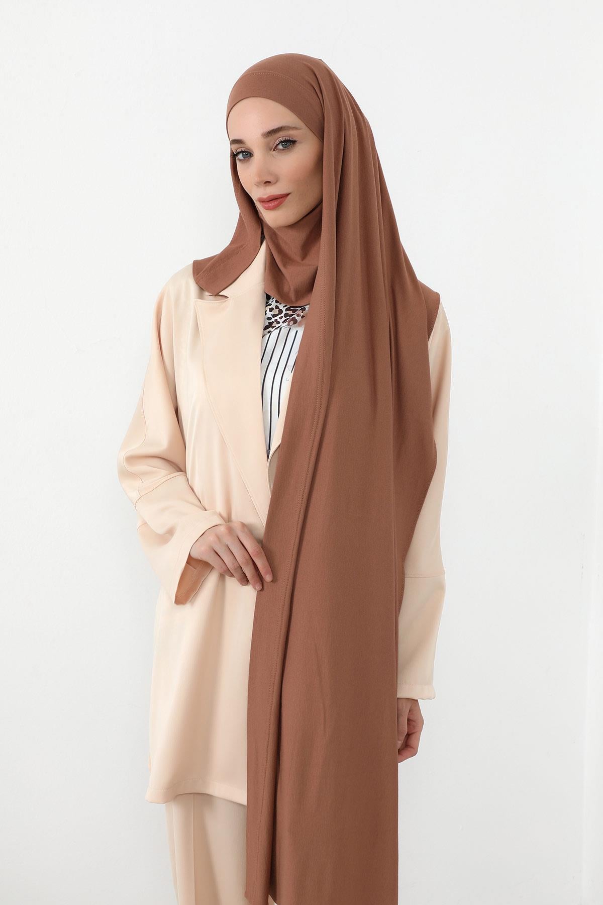 Boyun Kapatan Peçe Özellikli Penye Boneli Şal,PS-58