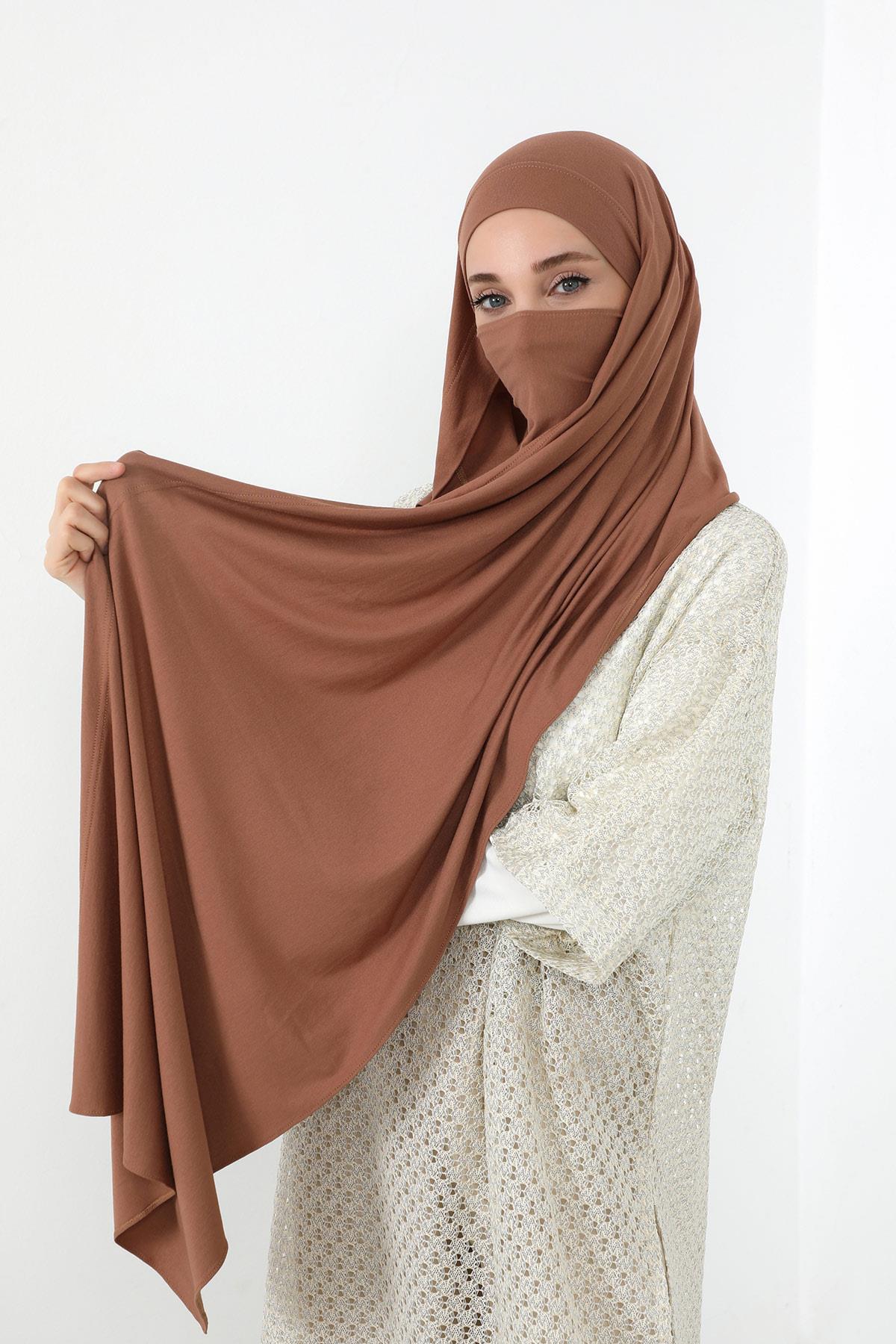 Boyun Kapatan Peçe Özellikli Penye Boneli Şal,PS-58