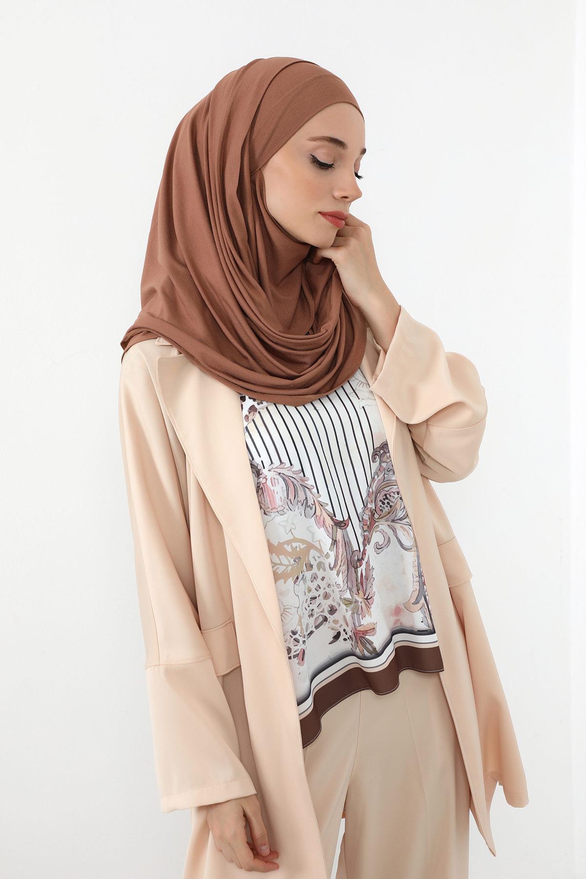 Boyun Kapatan Peçe Özellikli Penye Boneli Şal,PS-58