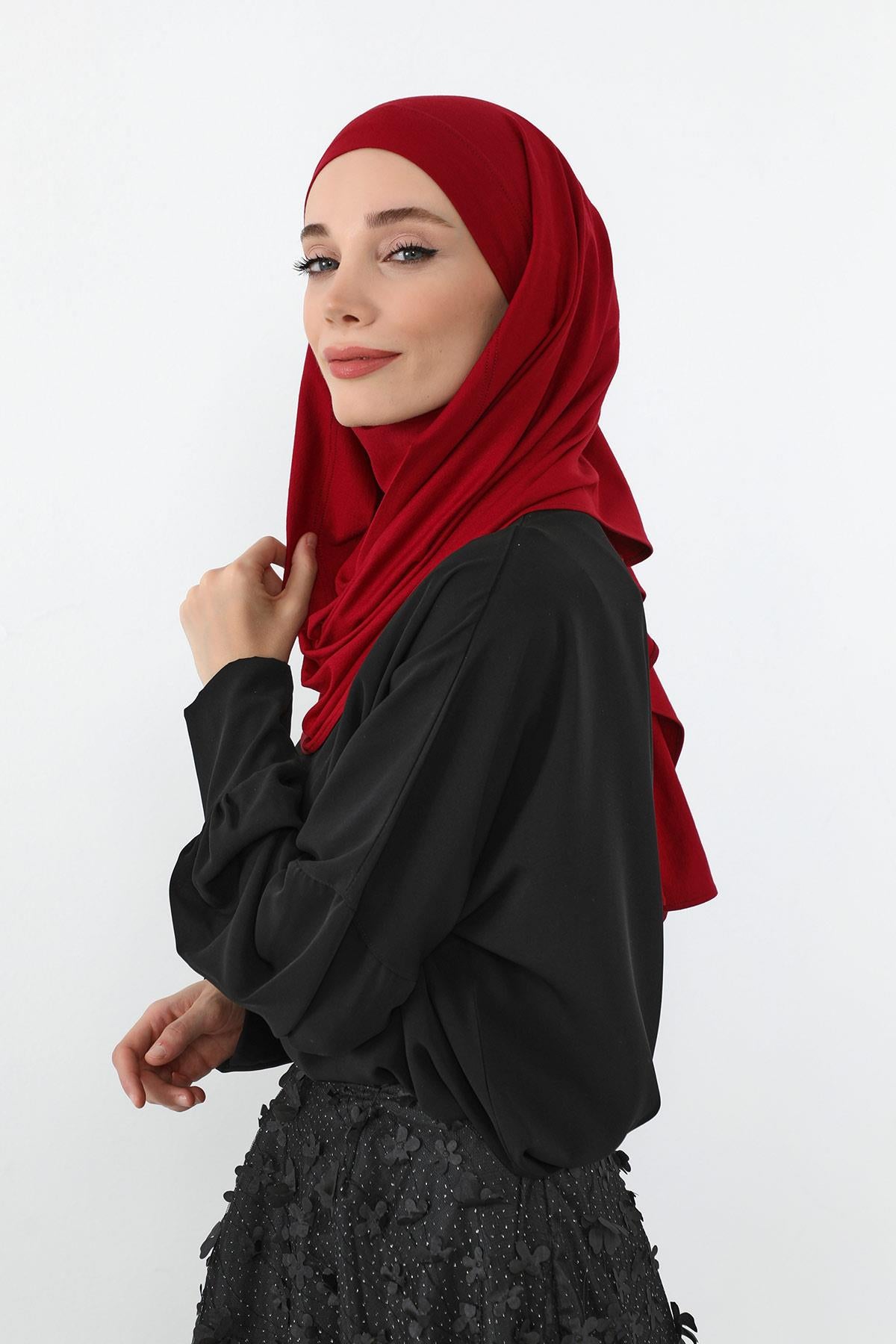 Boyun Kapatan Peçe Özellikli Penye Boneli Şal,PS-58