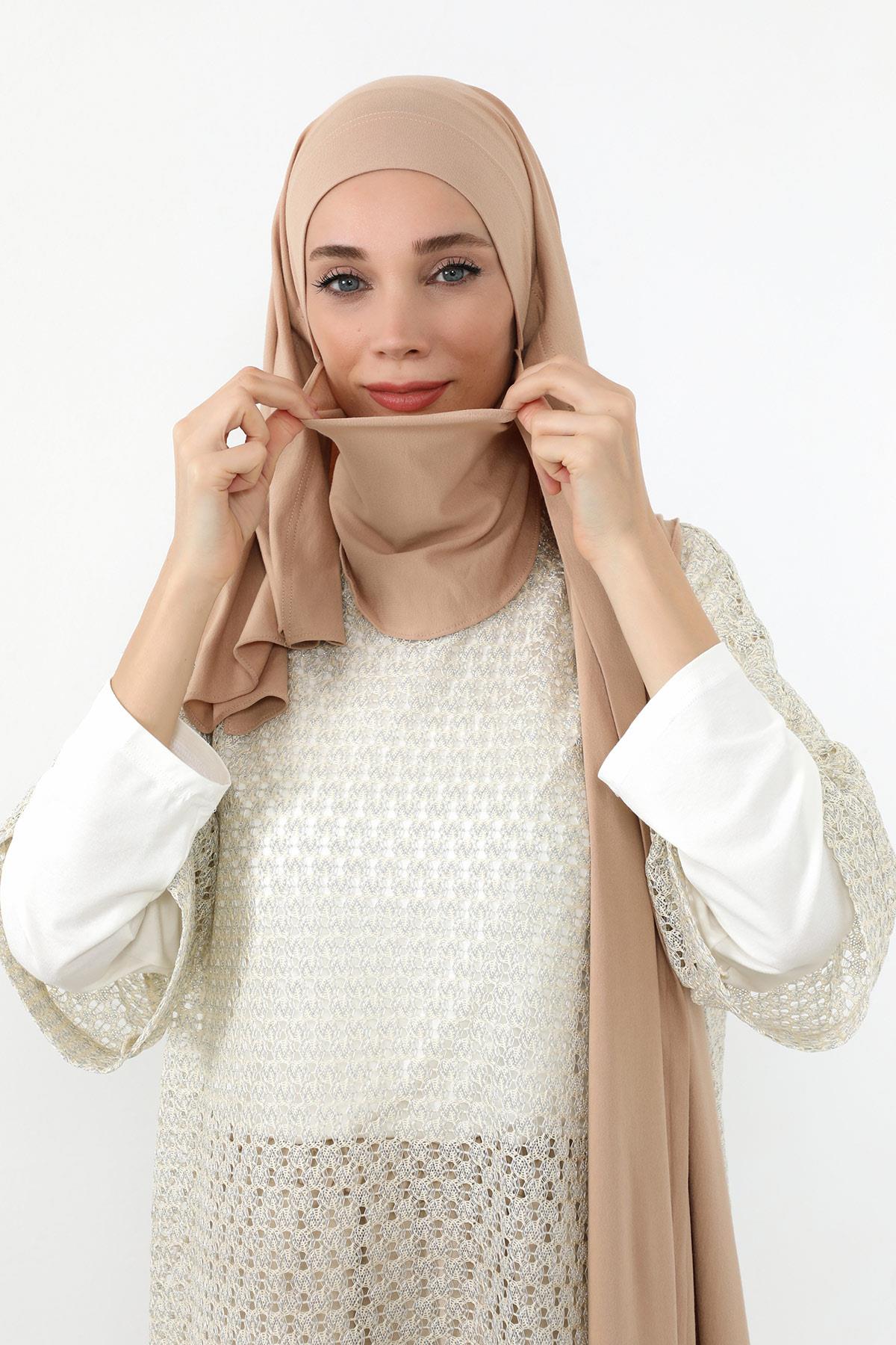 Boyun Kapatan Peçe Özellikli Penye Boneli Şal,PS-58