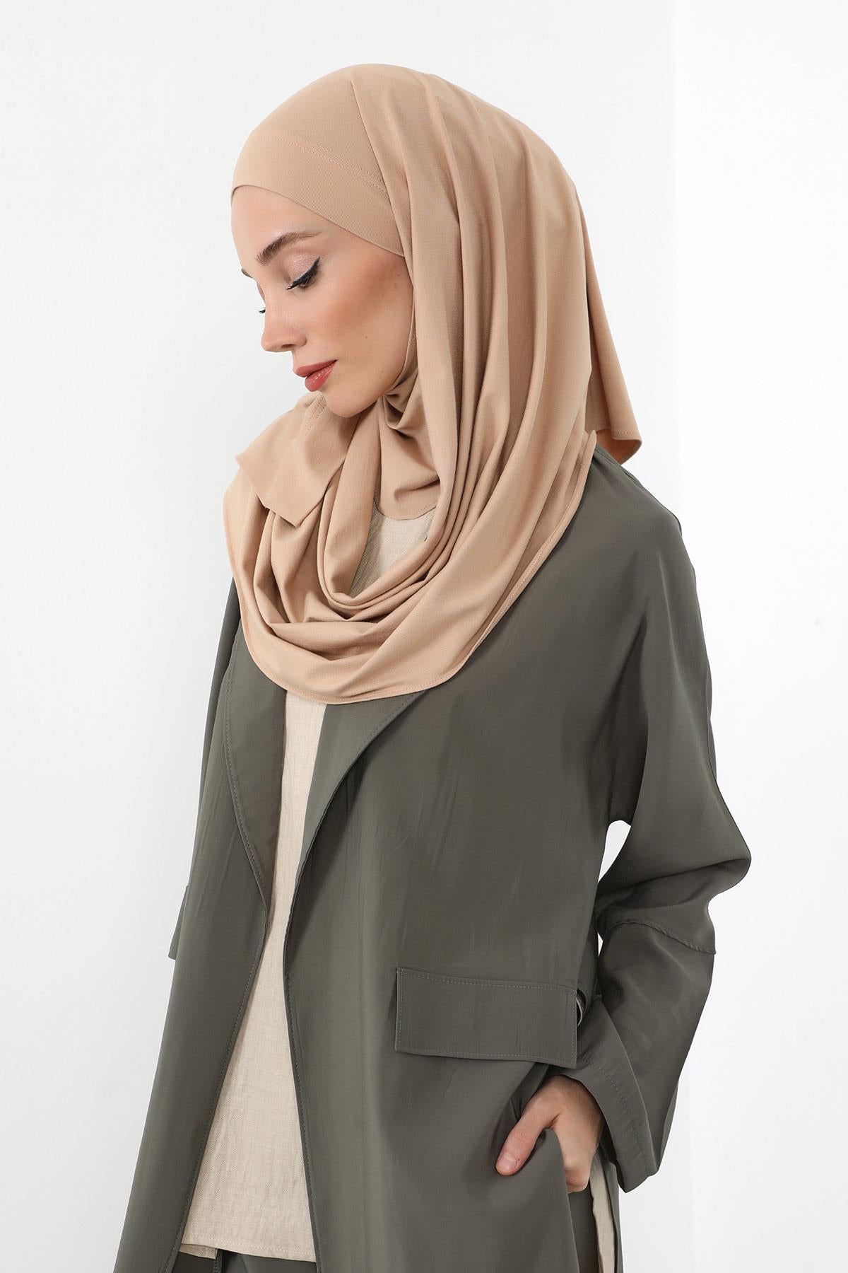 Boyun Kapatan Peçe Özellikli Penye Boneli Şal,PS-58