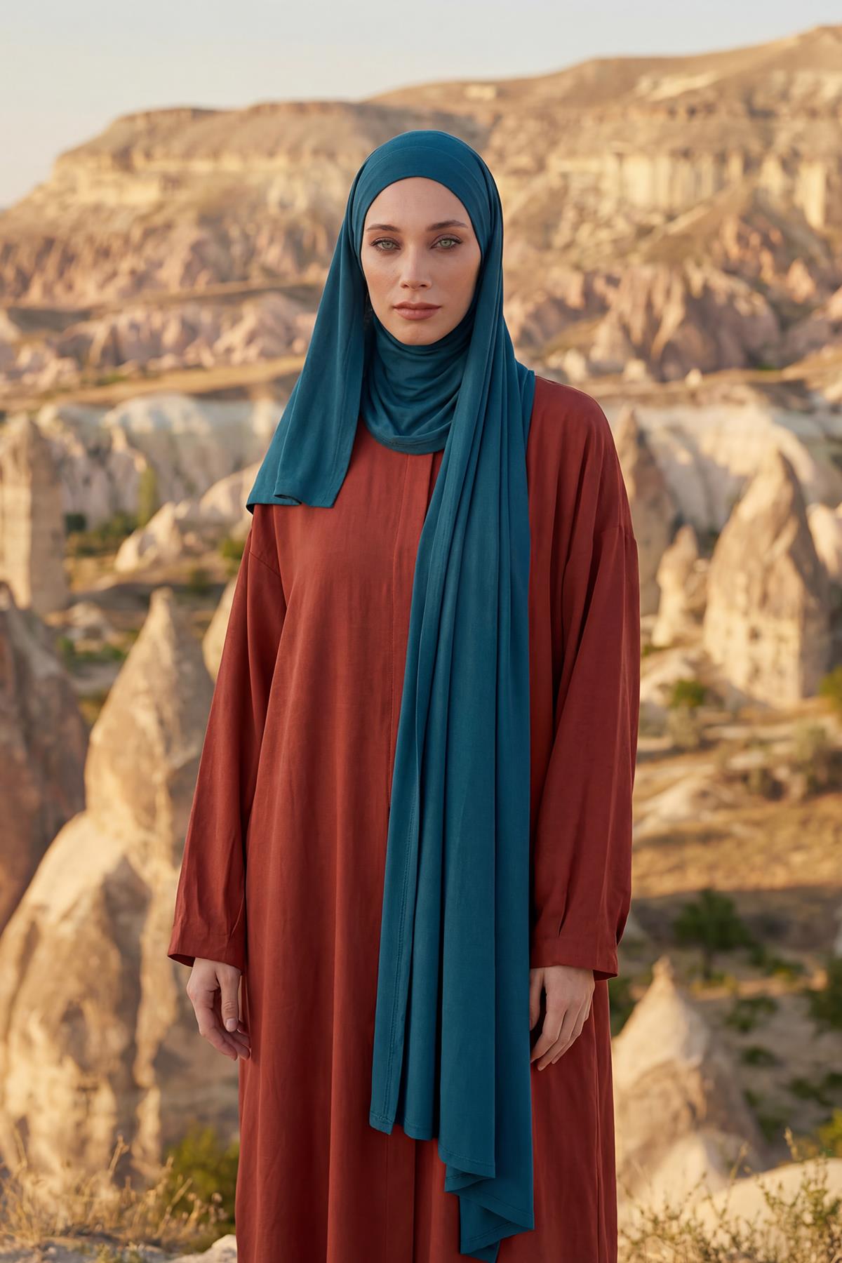 Boyun Kapatan Peçe Özellikli Penye Boneli Şal,PS-58