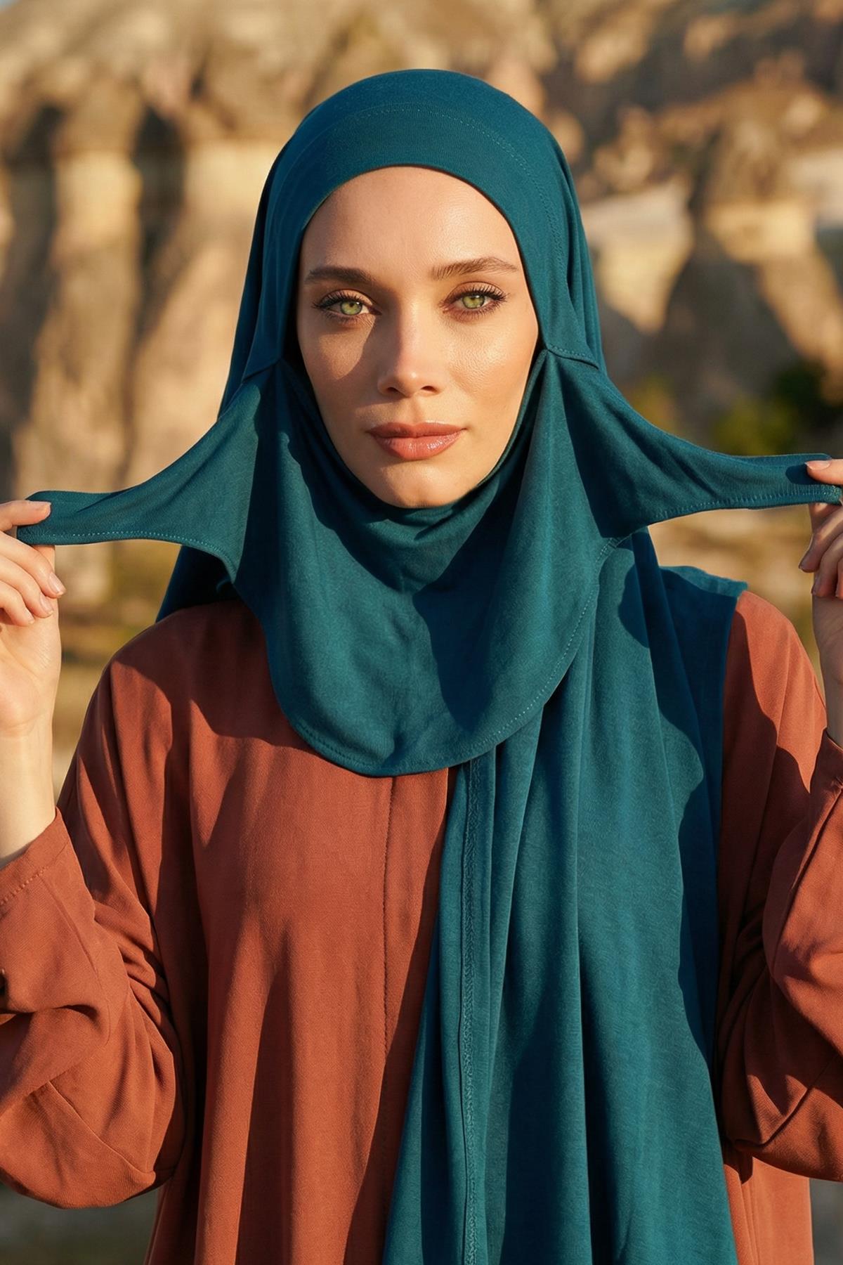 Boyun Kapatan Peçe Özellikli Penye Boneli Şal,PS-58