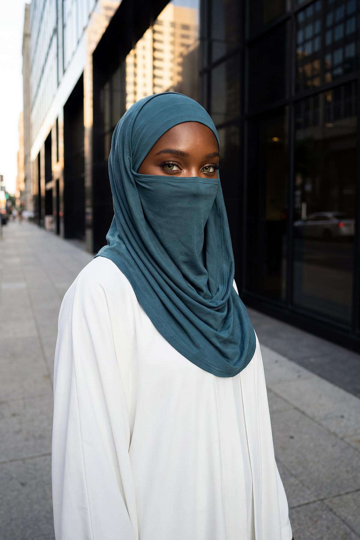 Boyun Kapatan Peçe Özellikli Penye Boneli Şal,PS-58