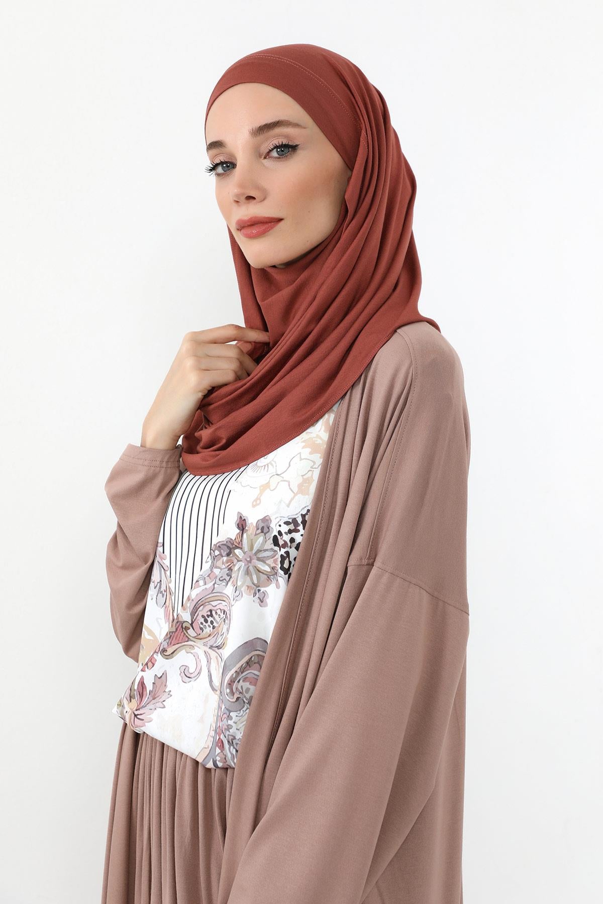 Boyun Kapatan Peçe Özellikli Penye Boneli Şal,PS-58