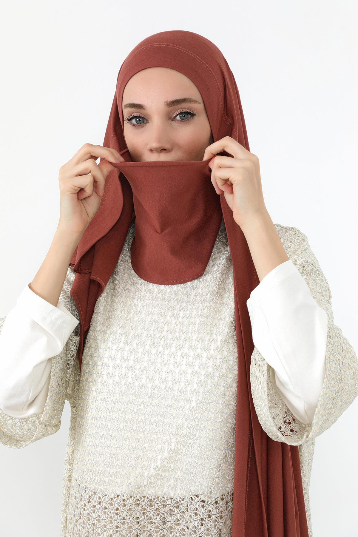 Boyun Kapatan Peçe Özellikli Penye Boneli Şal,PS-58