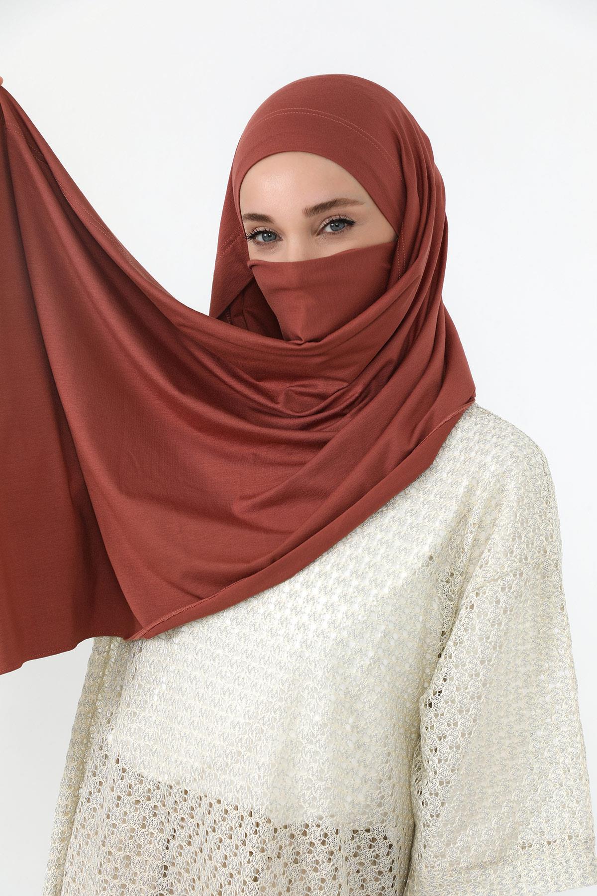 Boyun Kapatan Peçe Özellikli Penye Boneli Şal,PS-58