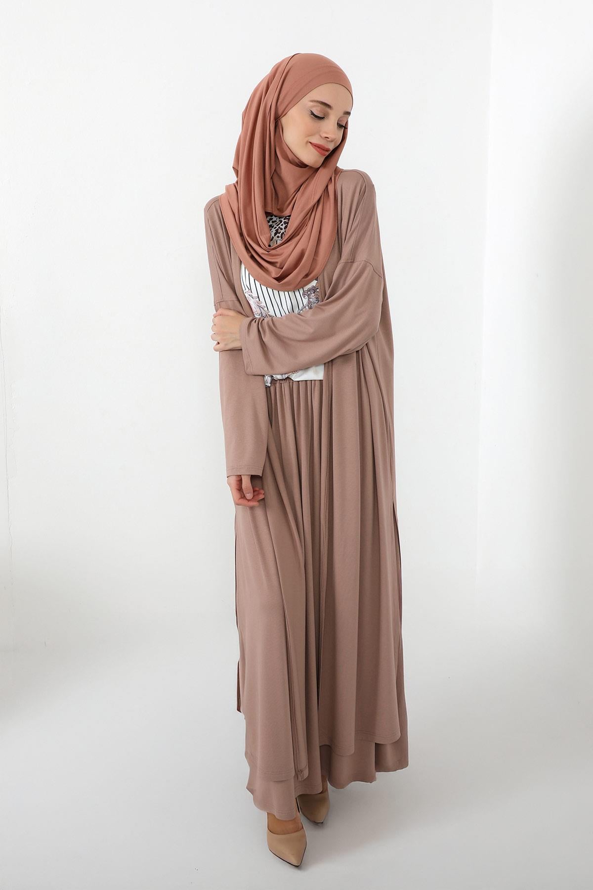 Boyun Kapatan Peçe Özellikli Penye Boneli Şal,PS-58