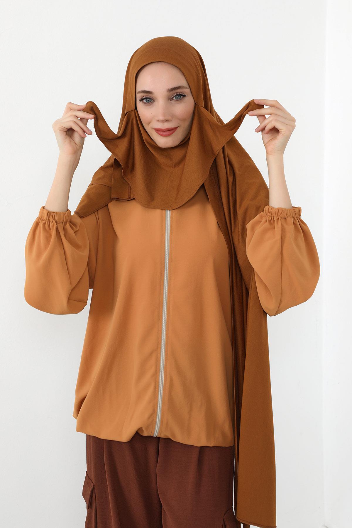 Boyun Kapatan Peçe Özellikli Penye Boneli Şal,PS-58