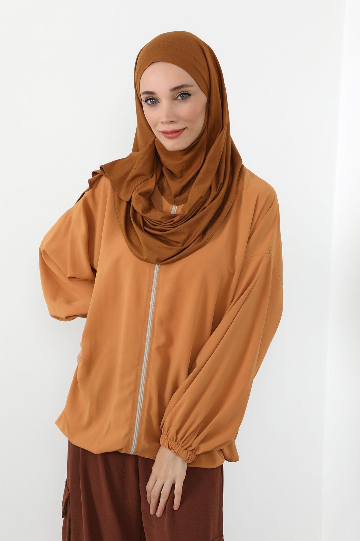 Boyun Kapatan Peçe Özellikli Penye Boneli Şal,PS-58