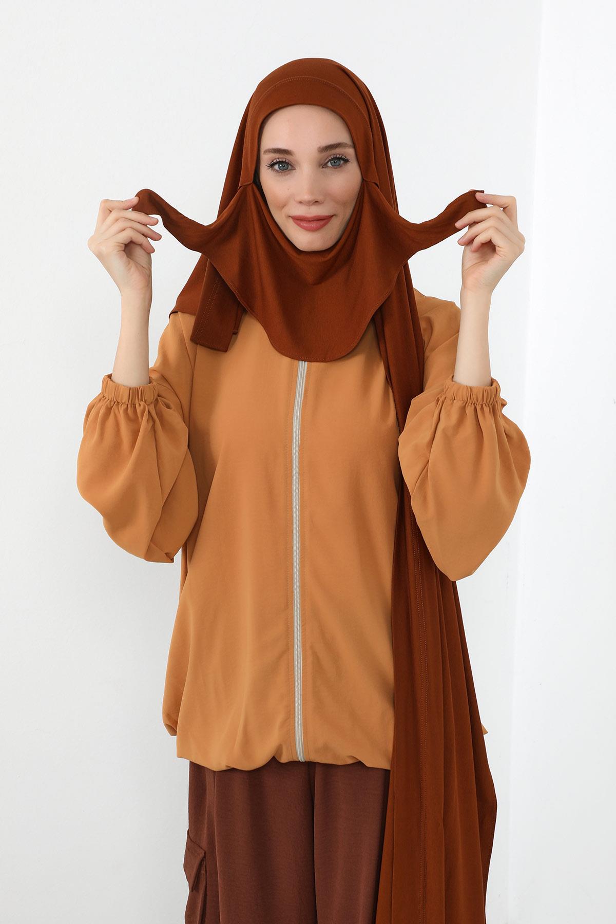 Boyun Kapatan Peçe Özellikli Penye Boneli Şal,PS-58