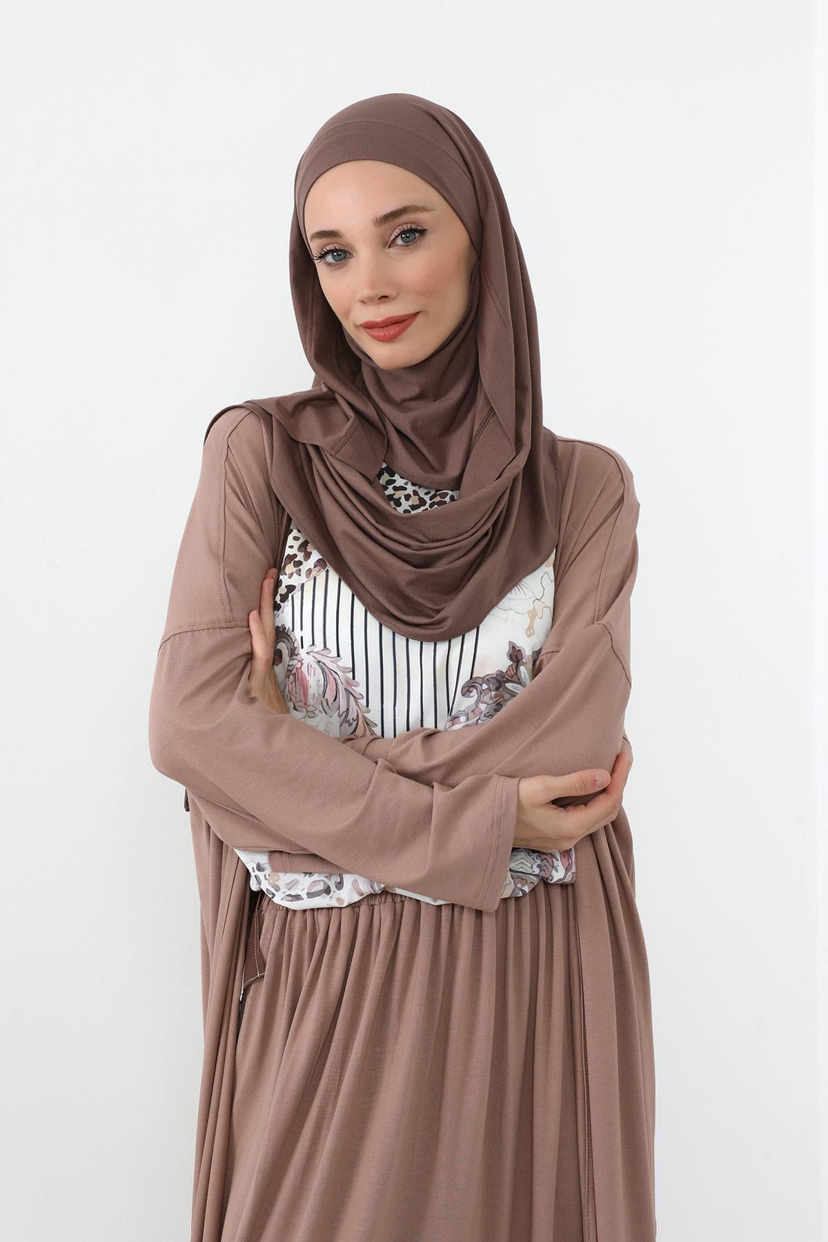 Boyun Kapatan Peçe Özellikli Penye Boneli Şal,PS-58