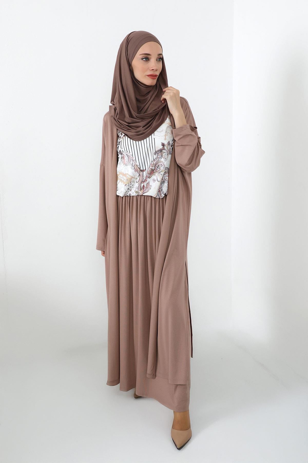 Boyun Kapatan Peçe Özellikli Penye Boneli Şal,PS-58