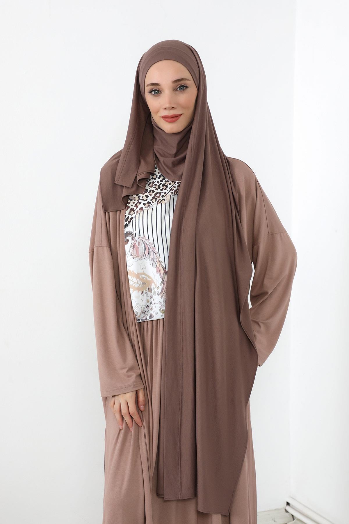 Boyun Kapatan Peçe Özellikli Penye Boneli Şal,PS-58