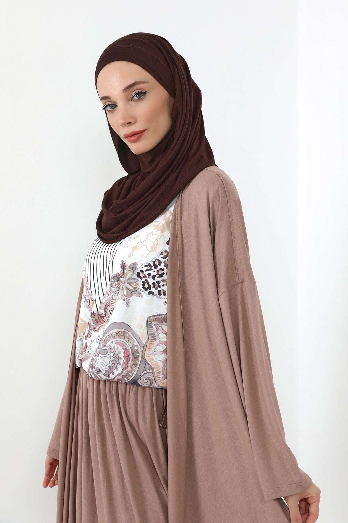 Boyun Kapatan Peçe Özellikli Penye Boneli Şal,PS-58