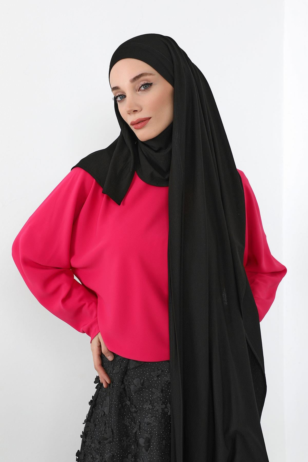 Boyun Kapatan Peçe Özellikli Penye Boneli Şal,PS-58